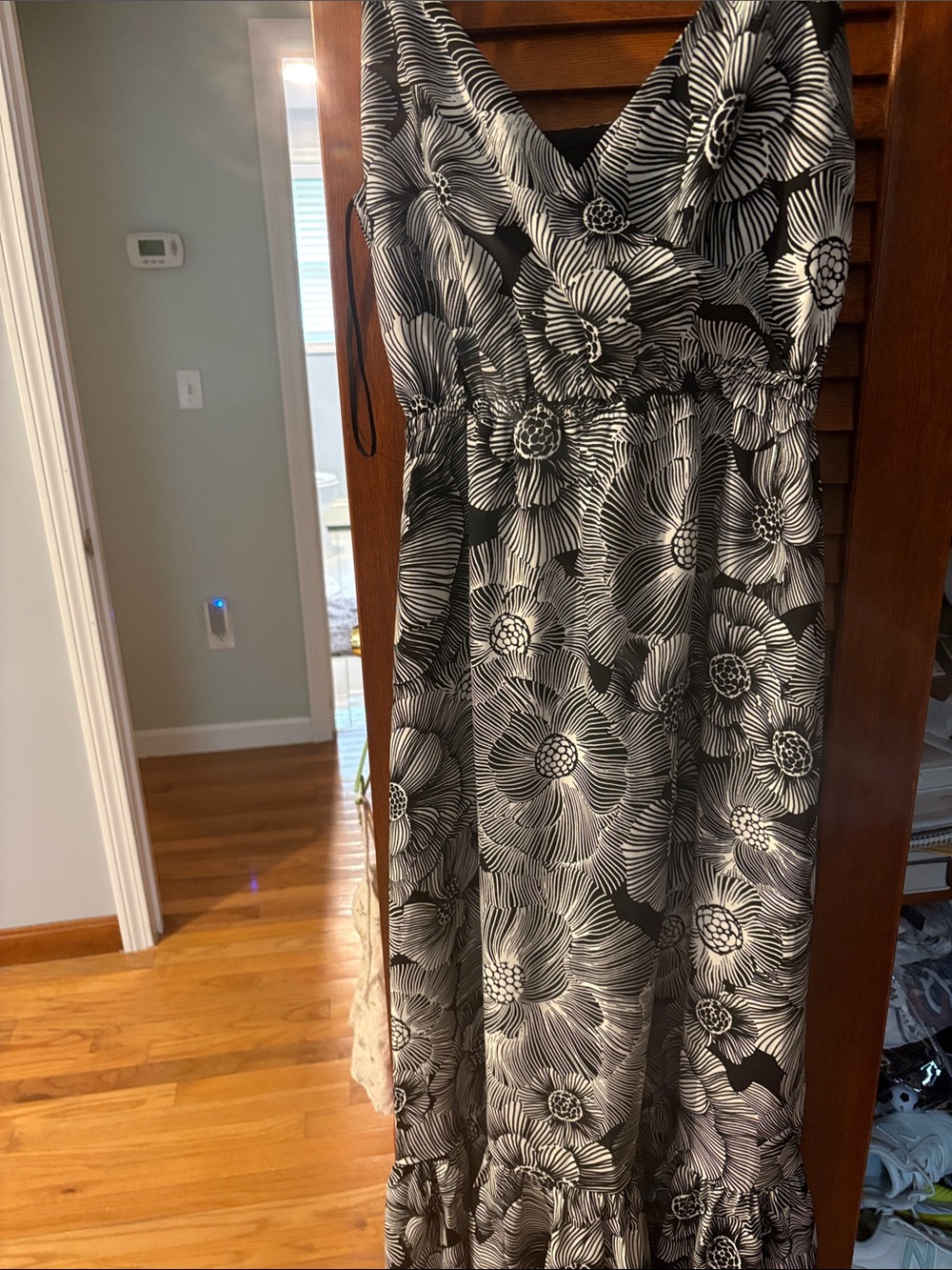 Express Black and White Floral Maxi Dress